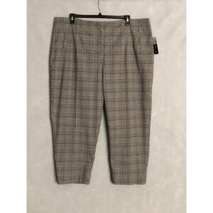Soho Apparel Ltd. Women's 24W Plaid Straight Wide Leg Pants Brown NEW